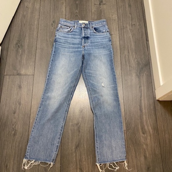 Aritzia Blue Straight Leg Jeans - Picture 2 of 12